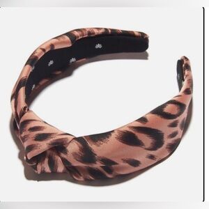 Lele Sadoughi Pink Leopard Print Knotted Headband